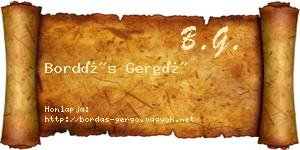 Bordás Gergő névjegykártya